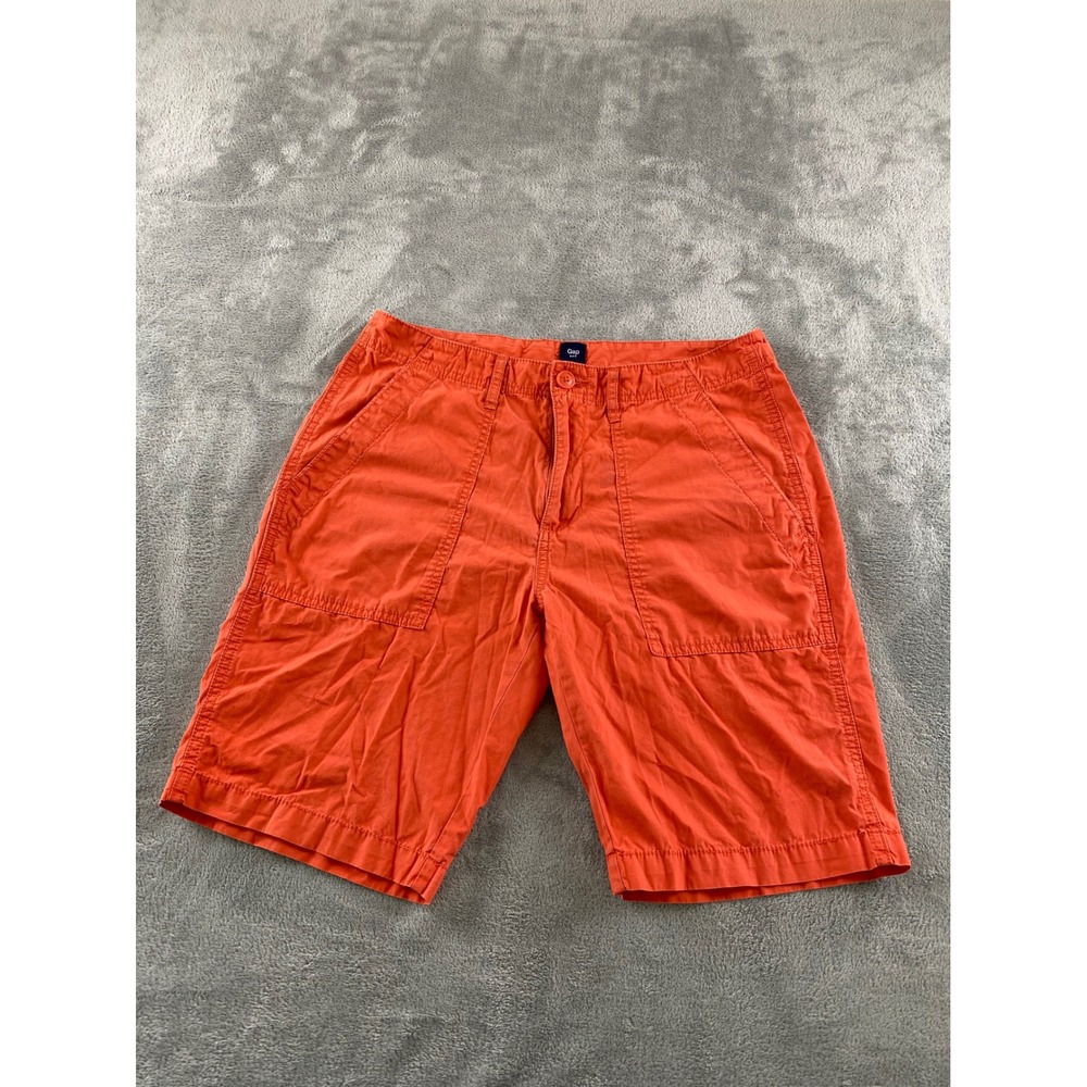 Gap Womens Burnt Orange Utility Shorts Size 31 Cotton Twill Flat Front Mid Rise